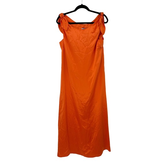 Bernadette Wendy Draped Silk Tie-Shoulder Column Dress Size 38 Tangerine Orange - Picture 1 of 11